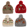 Embroidered Beanie Hat w/Pom-Pom