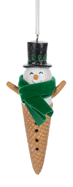Snowman Waffle Cone Ornament