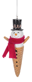 Snowman Waffle Cone Ornament