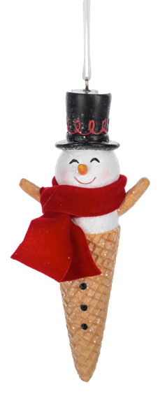 Snowman Waffle Cone Ornament