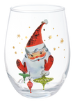 Retro Santa Stemless Wine Glasses