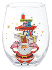 Retro Santa Stemless Wine Glasses