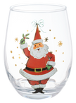 Retro Santa Stemless Wine Glasses