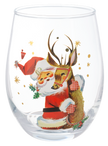 Retro Santa Stemless Wine Glasses