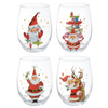 Retro Santa Stemless Wine Glasses