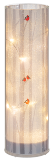 LED Light Up Cardinal on Birch Tree Pillar
