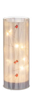 LED Light Up Cardinal on Birch Tree Pillar