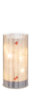 LED Light Up Cardinal on Birch Tree Pillar