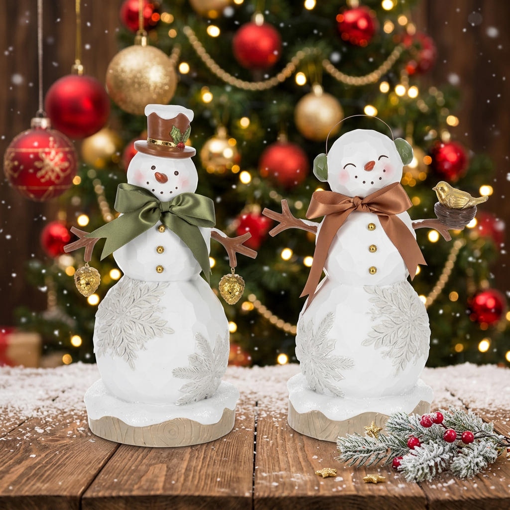Winter Snowflake Snowman Figurine