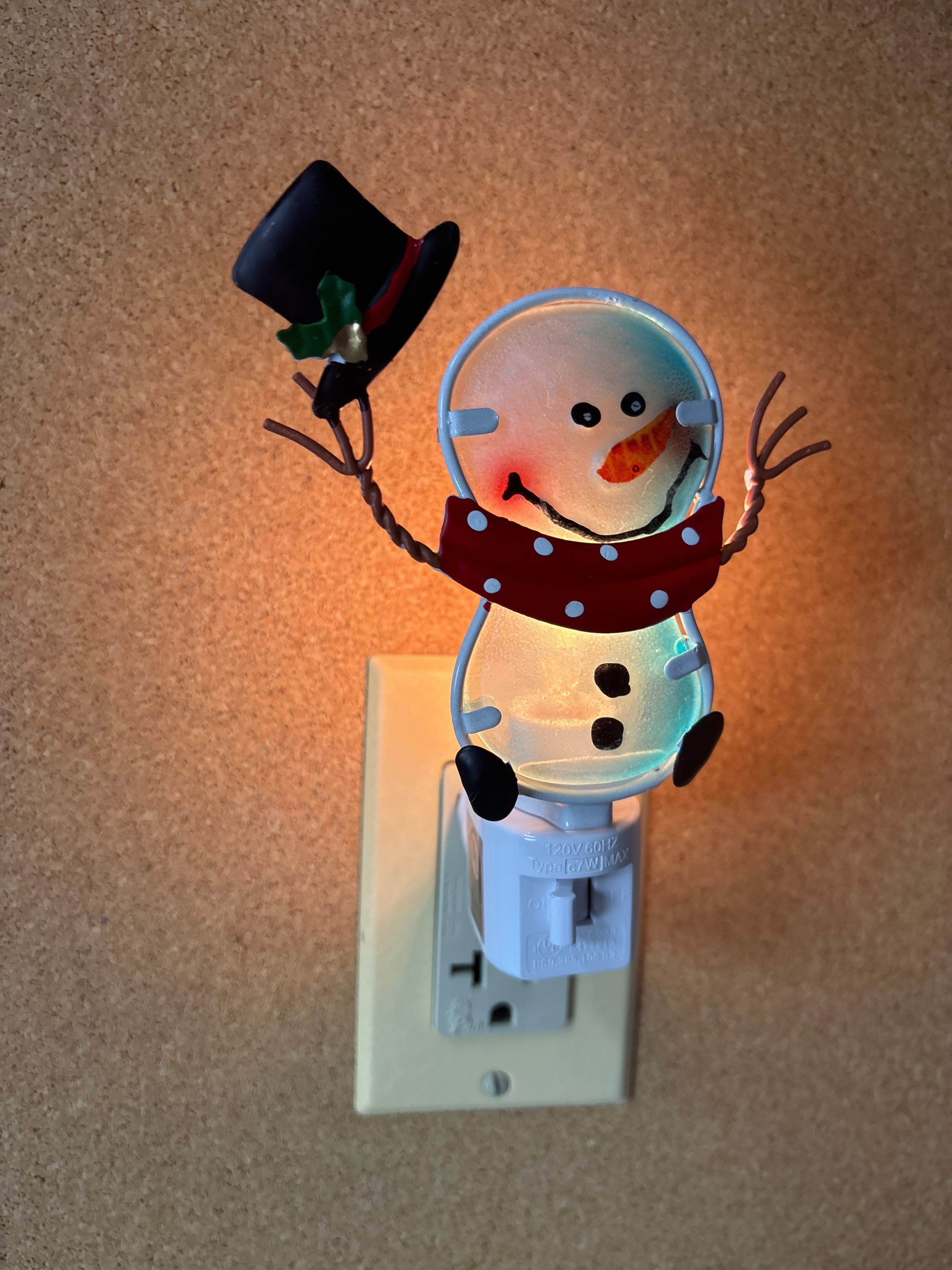 Glass and Iron Snowman Nightlight.