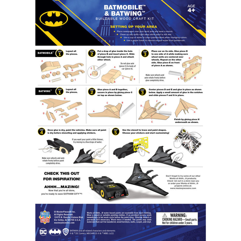 Batman - Batmobile & Batwing Wood Craft Kit-3y+