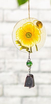 Floral Glass Sun Catcher with Bell