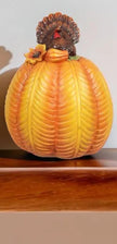 Resin Pumpkin with Turkey