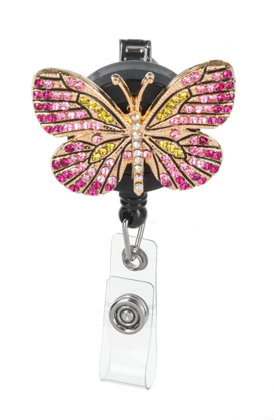 Butterfly Crystal ID badge reel