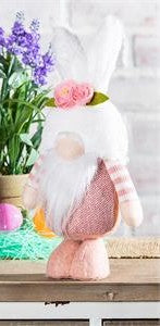 Hop Into Spring Table Decor Fabric Gnome with Bunny Ears