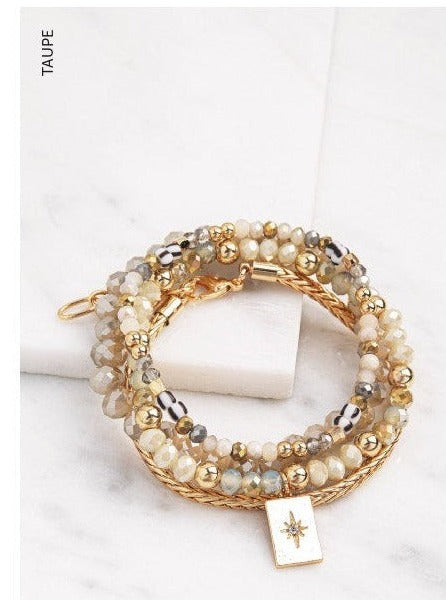 Stacked Pendant Bracelet Set- 4 Pieces