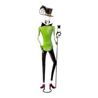 Metal Skeleton Man with Top hat Statuary/Woman with Spiders Statuary, Set of 2