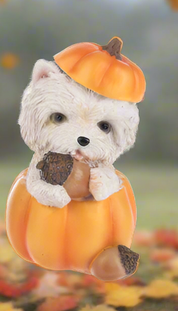 Autumn Harvest Puppy Figurines