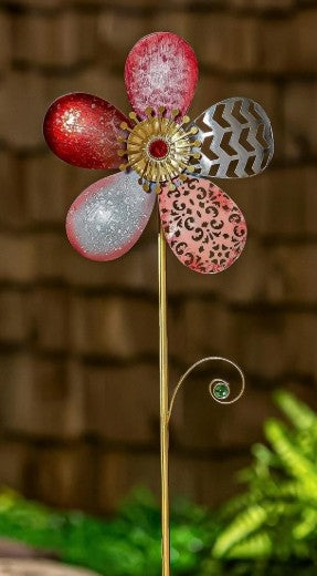 Metal Metallic Flower Garden Stake