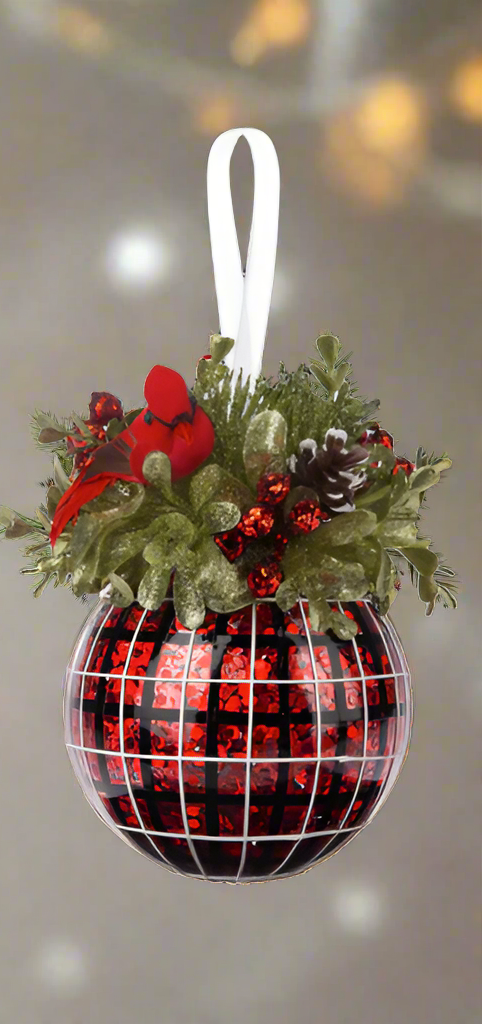 Mistletoe Plaid Glass Ornaments