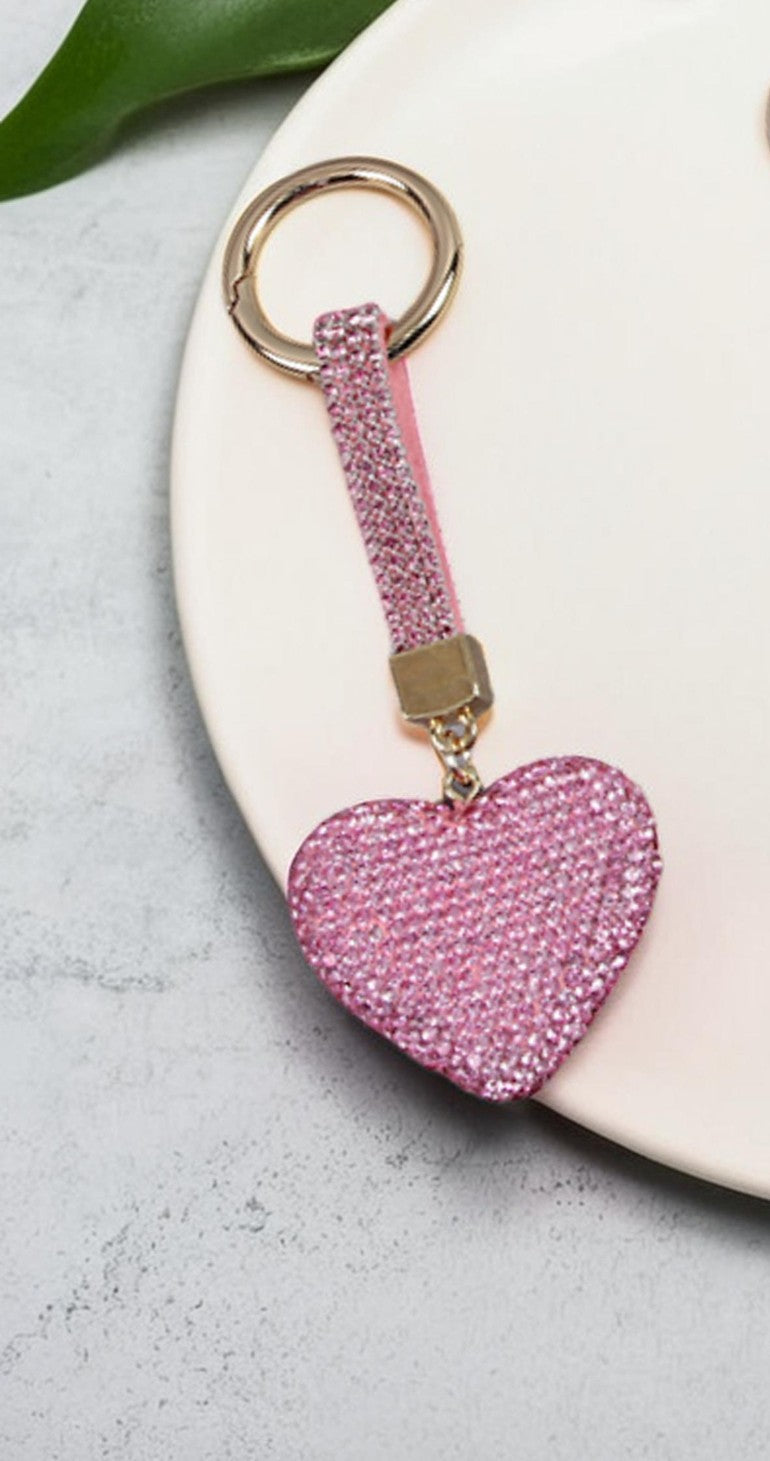 Bedazzled Heart Purse Charm or Key Ring