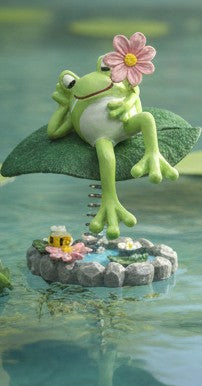 Leap into spring frog figurine