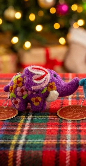 Hand Made Wool Elephant Ornaments