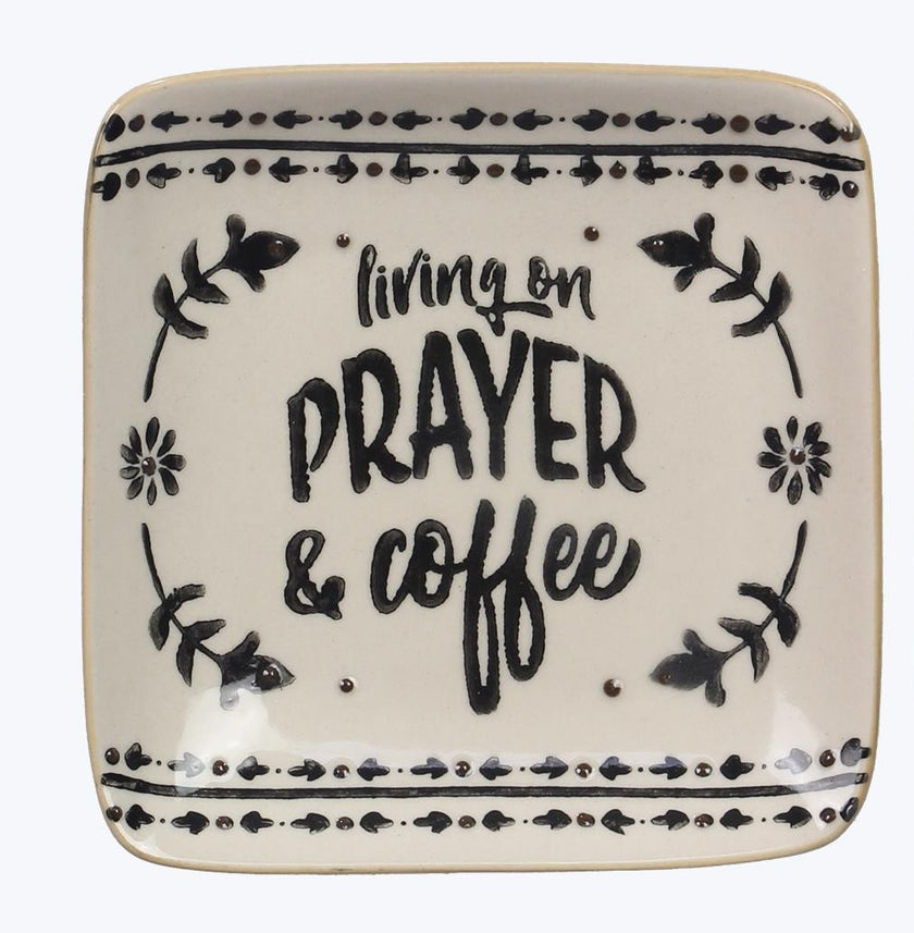 Ceramic trinket dish coffee/faith