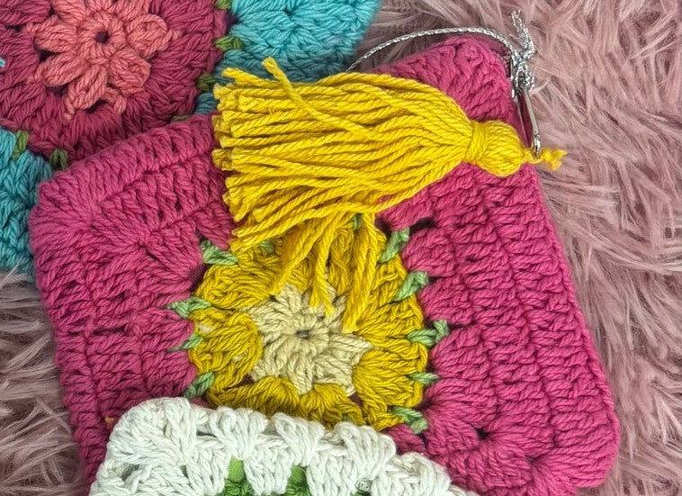 Crochet Flower Granny Square Coin Purse