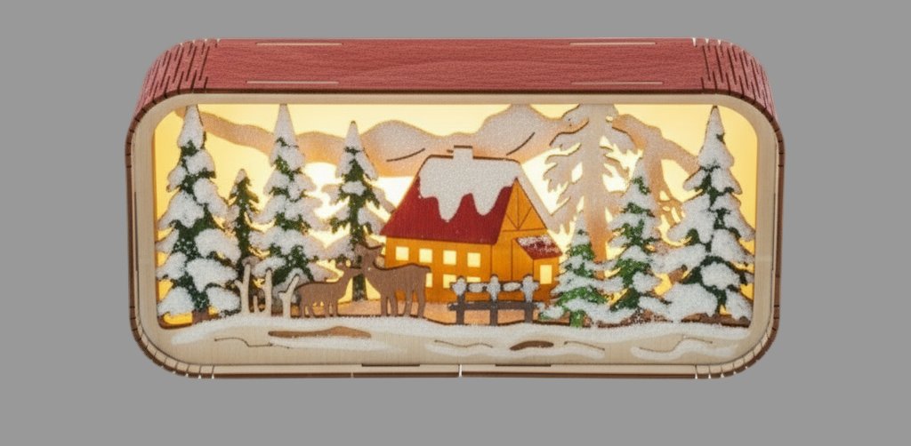 LED Light Up Laser-Cut Winter Scene Figurines