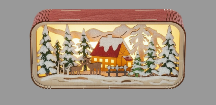 LED Light Up Laser-Cut Winter Scene Figurines