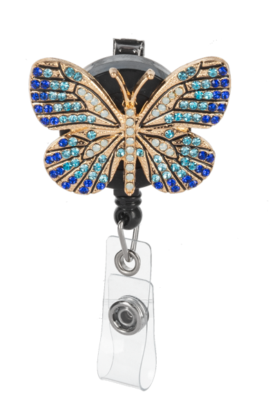 Butterfly Crystal ID badge reel