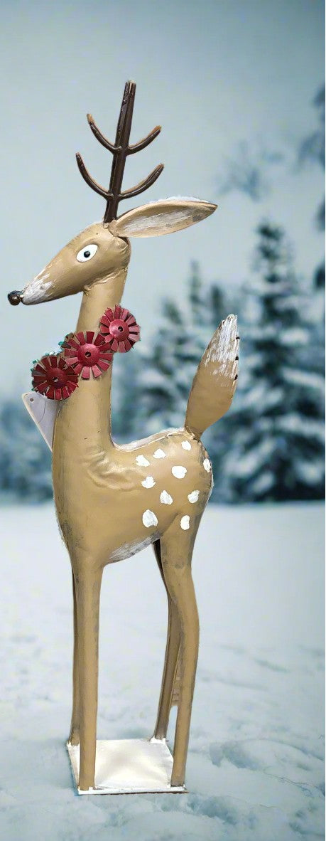 Metal Spotted Reindeer Statuary