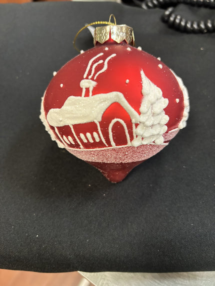 Glass Winter Scene Ornament