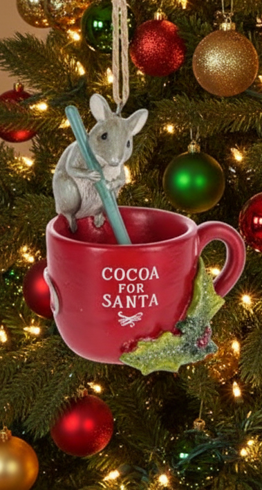 Mouse in mug ornament