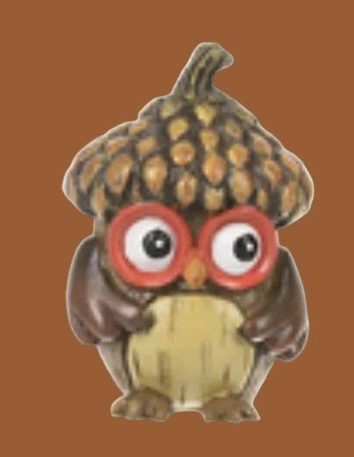 Little Wise Acorn Hat Owl Token Charm