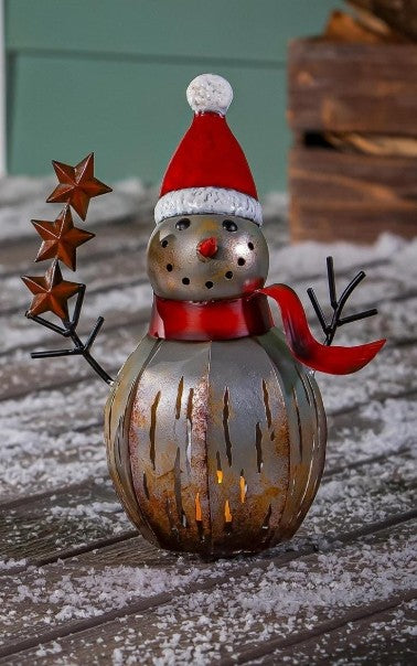 Metal Snowman Garden candle holders