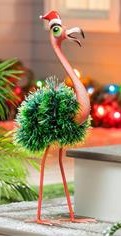 Christmas Flamingo Garden Decor