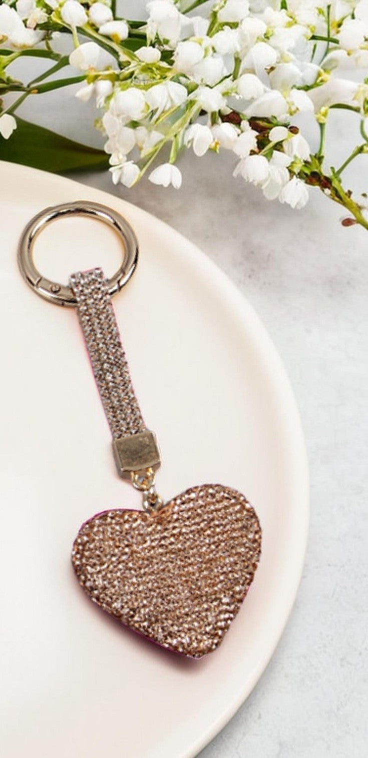 Bedazzled Heart Purse Charm or Key Ring