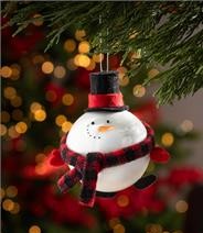 Round Glass Snowman Ornament