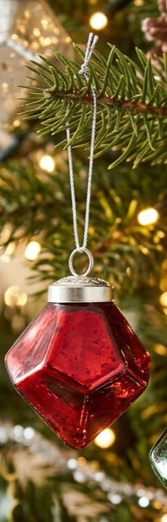 Mini Mercury Glass Diamond Shaped Ornaments