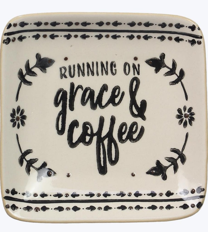 Ceramic trinket dish coffee/faith