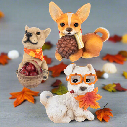 Fall puppy figurines