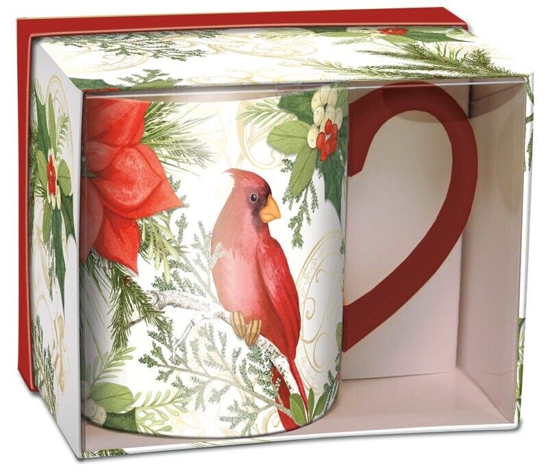 Ponsettia Cardinal 14oz Ceramic Boxed Mug
