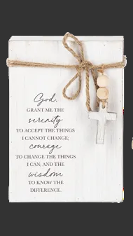 Prayer Message Block with Beaded Cross
