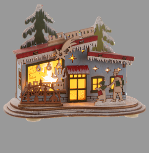 LED Light Up Village House Figurines