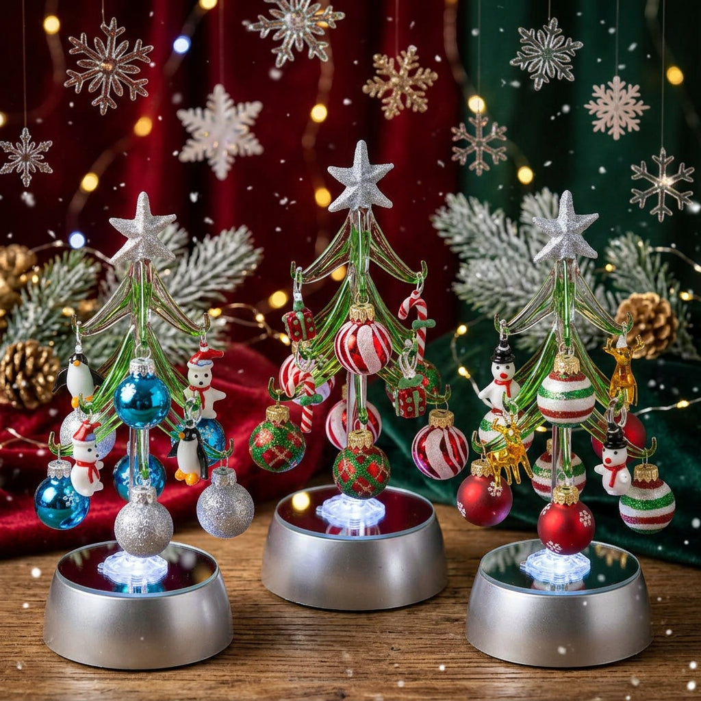 Light up Glass Christmas tree with ornaments