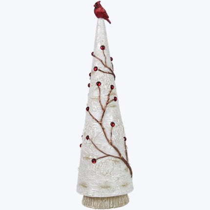 Resin Tree with Red Acrylic Berries and Cardinal