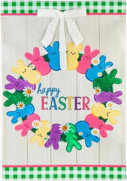 Bunny wreath garden flag