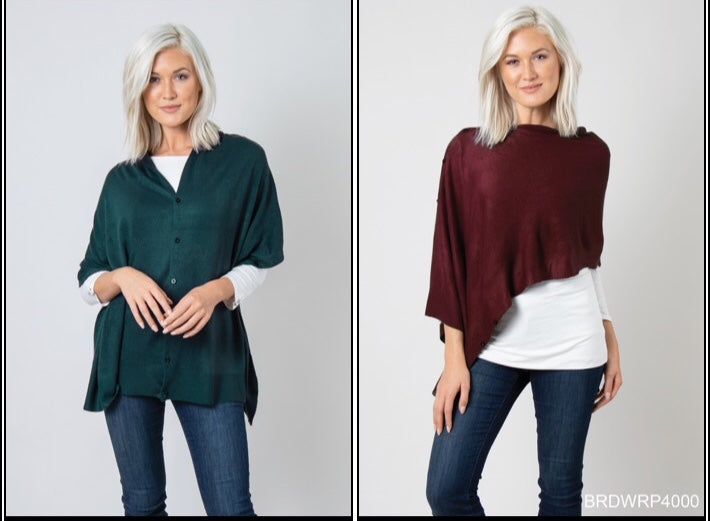 Bordeaux Spring Cape Wrap with buttons